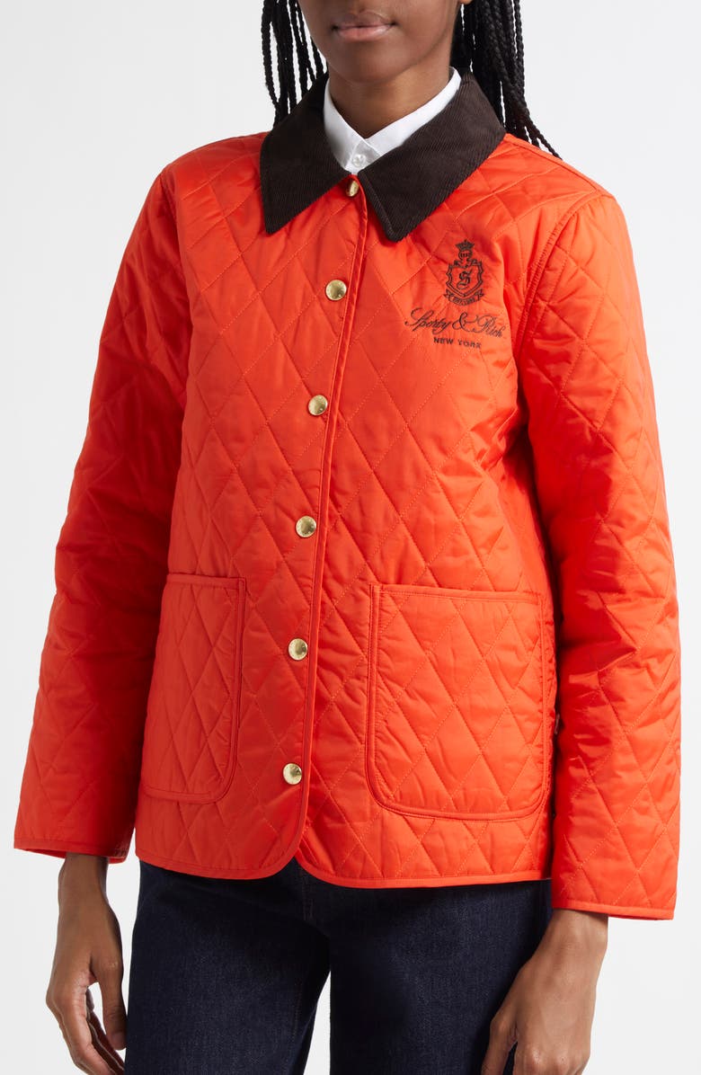 Sporty & Rich Vendome Quilted Nylon Jacket, Alternate, color, Squash