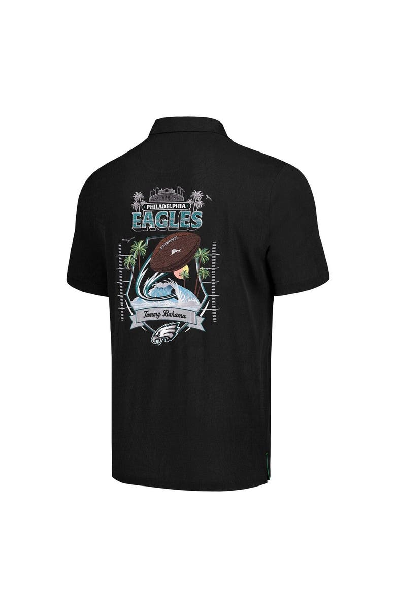 Tommy Bahama Men's Tommy Bahama Black Philadelphia Eagles Tidal Kickoff Camp Button-Up Shirt, Alternate, color, Black