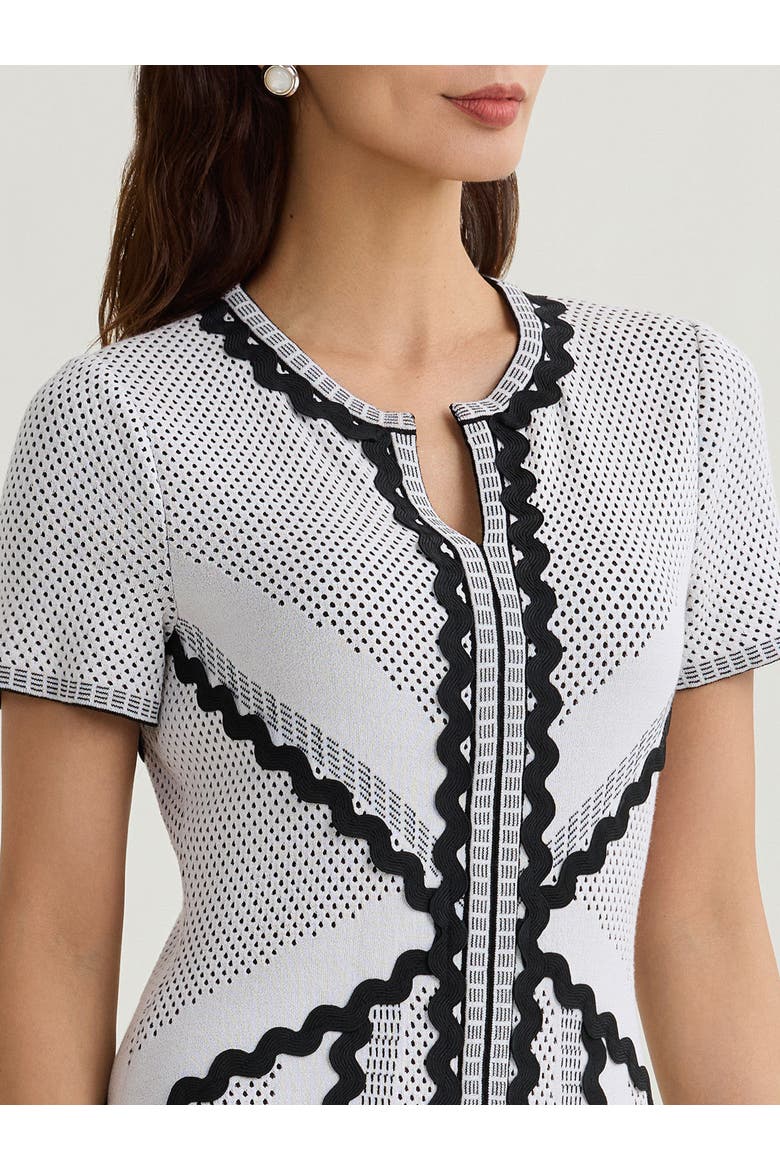 A-Line Monochrome Dotted Stitch Knit Dress, Alternate, color, Black/White/Grey