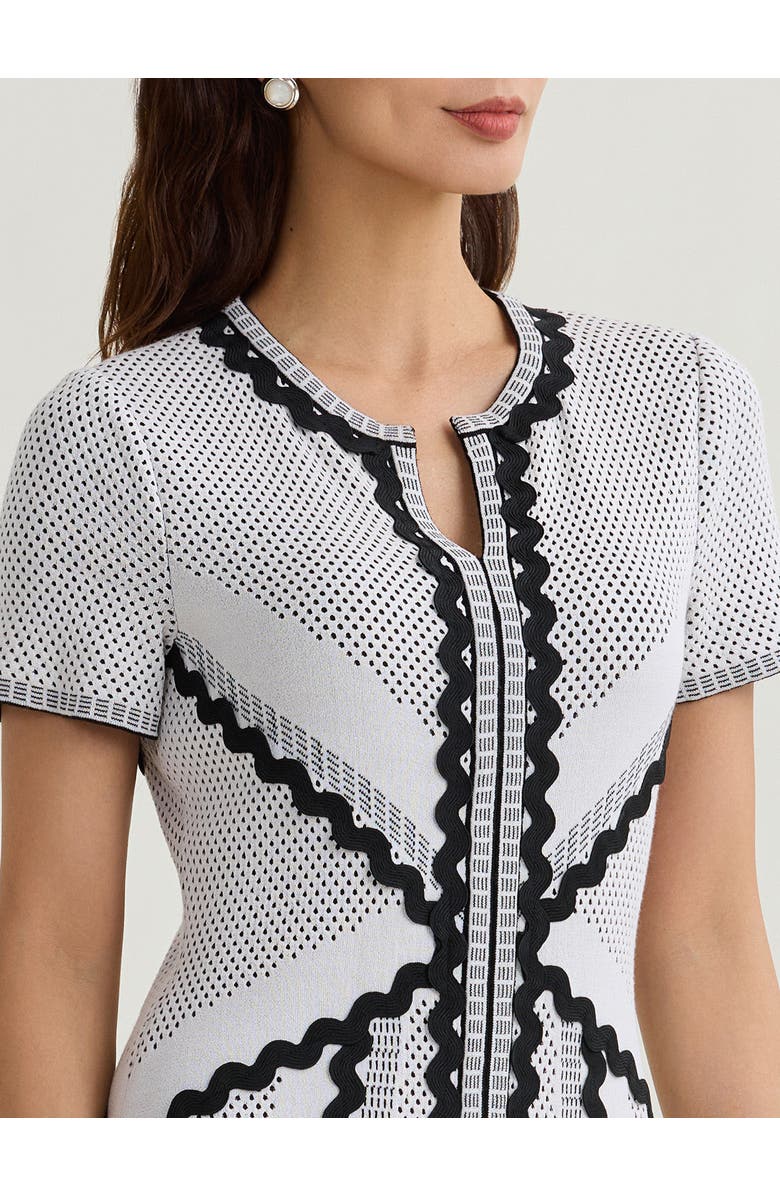 Misook A-Line Monochrome Dotted Stitch Knit Dress, Alternate, color, Black/White/Grey