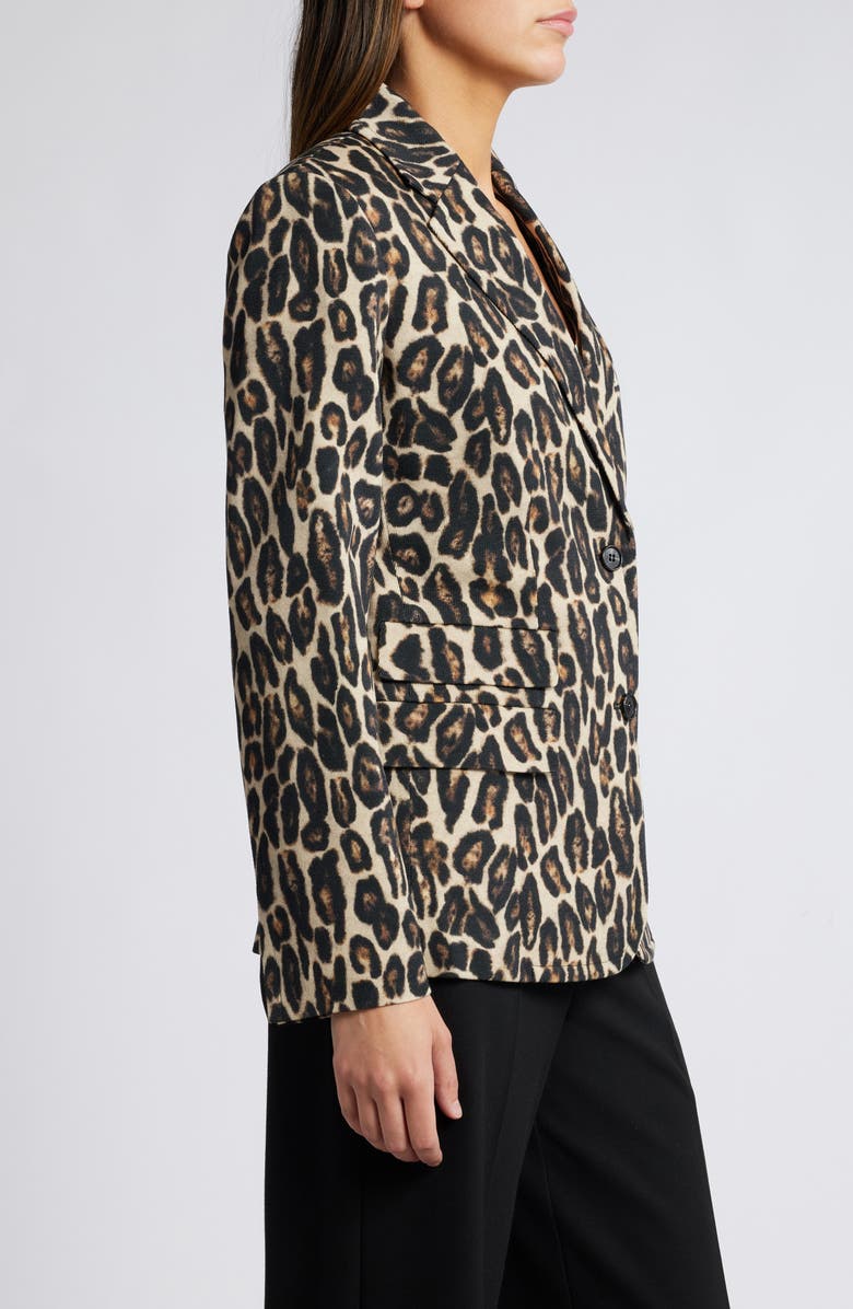 Theory Leopard Print Wool Blend Jacket, Alternate, color, Beige Multi