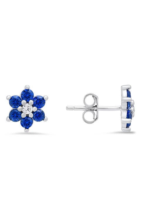 Petitie Floral Cubic Zirconia Stud Earrings