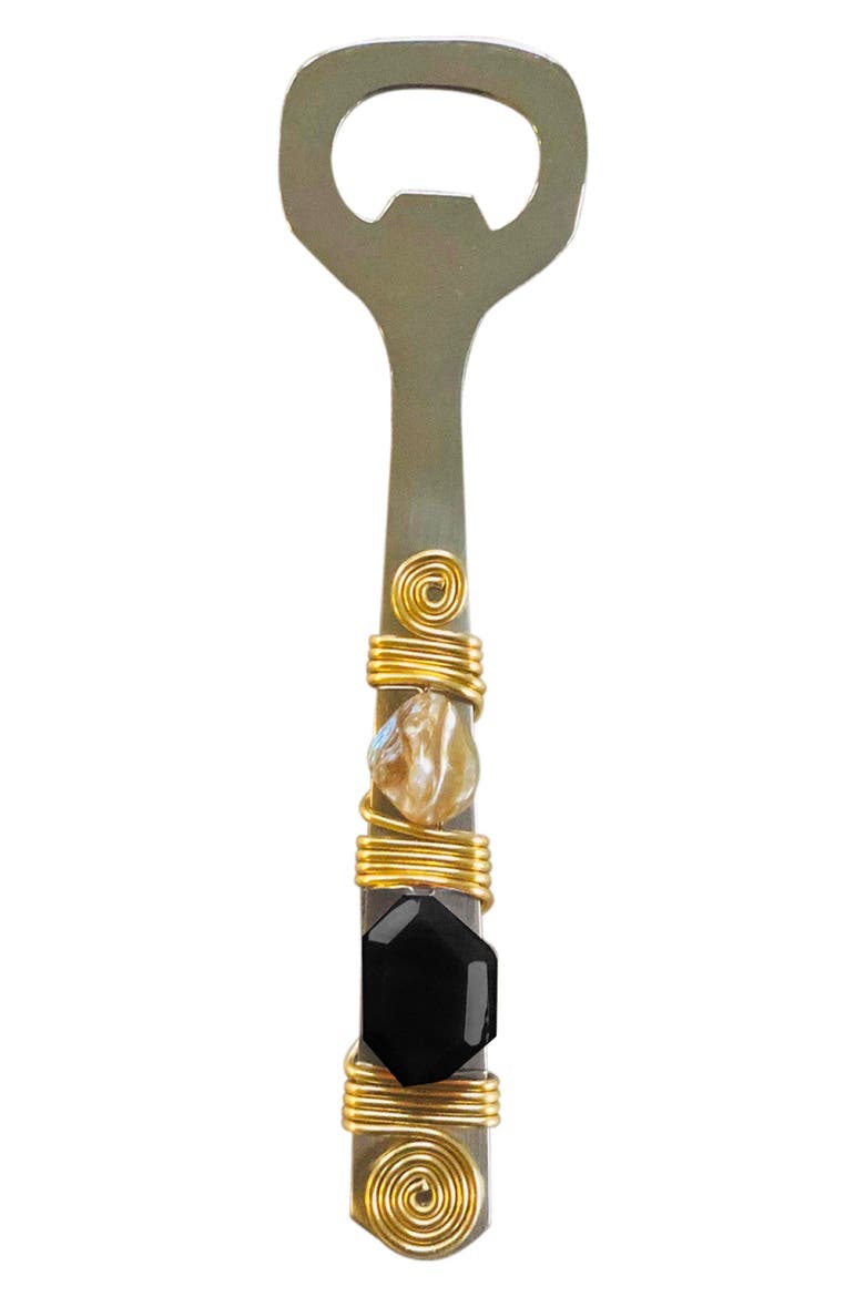 Mother Of Pearl Stud Bottle Opener, Main, color, BLACK