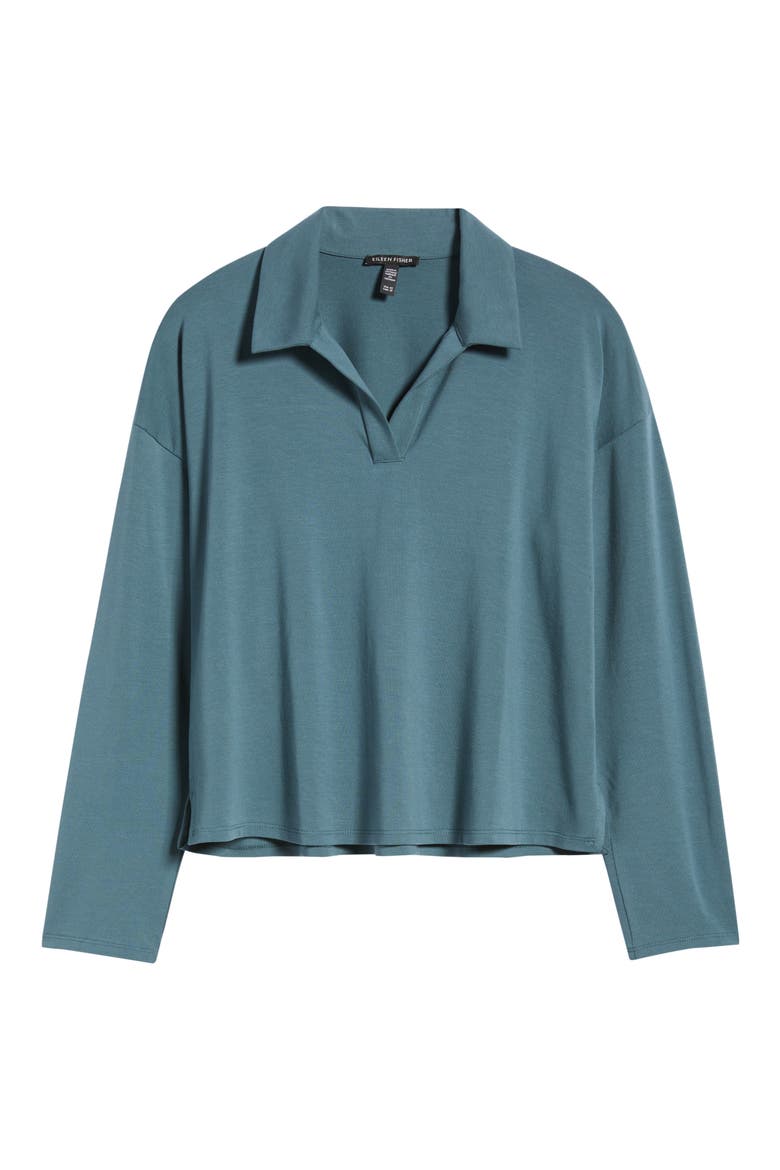 Boxy Henley Jersey Top, Alternate, color, EUCALYPTUS