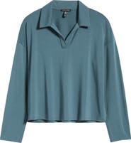 Eileen Fisher Boxy Henley Jersey Top