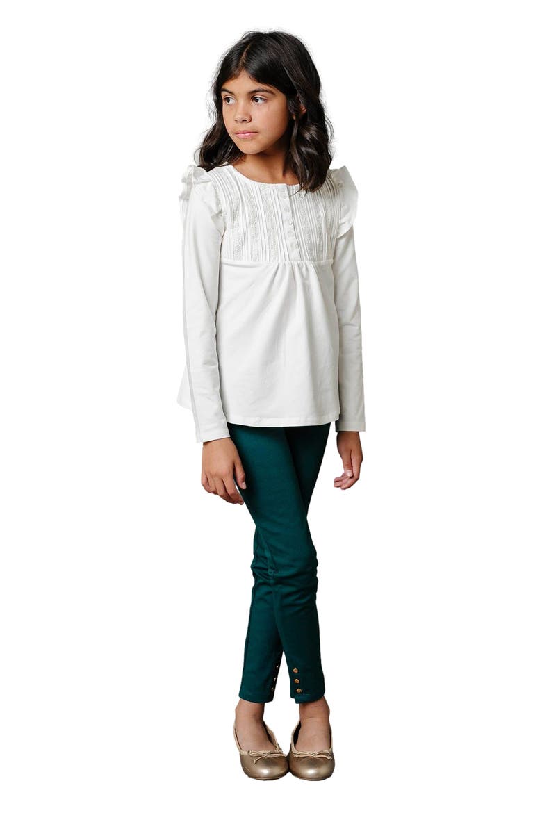 Girls' Button Cuff Ponte Pant, Toddler, Alternate, color, Pine Green
