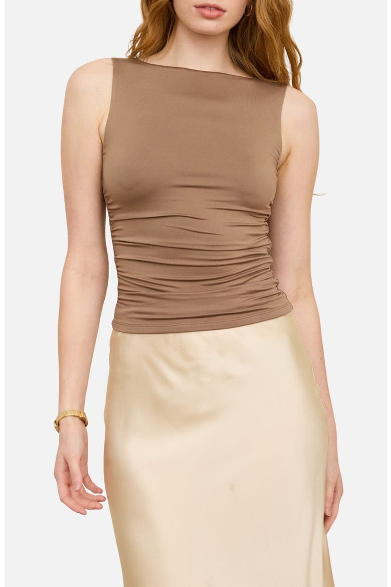 Side Ruched Tank, Main, color, DEEP TAUPE