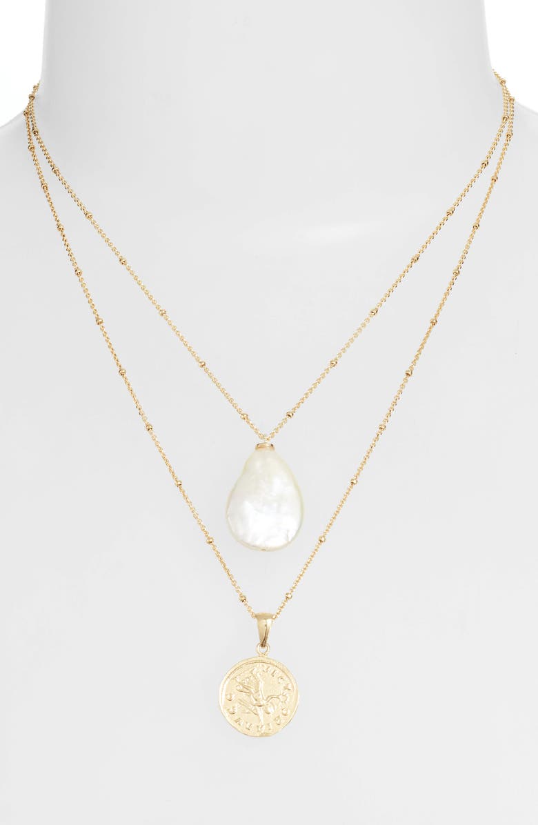 BY ADINA EDEN Adina's Jewels Coin & Pearl Set of 2 Necklaces, Alternate, color,