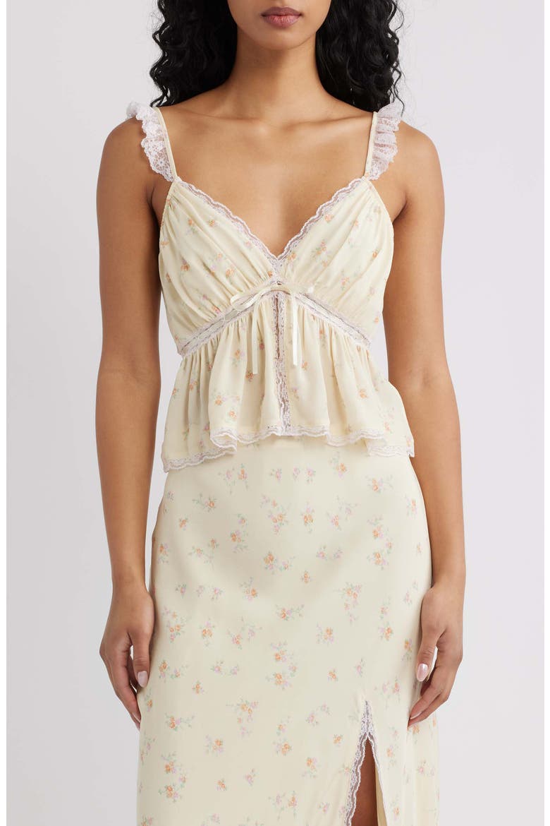 Nicoleta Lace Trim Camisole, Main, color, LEMON HAZE