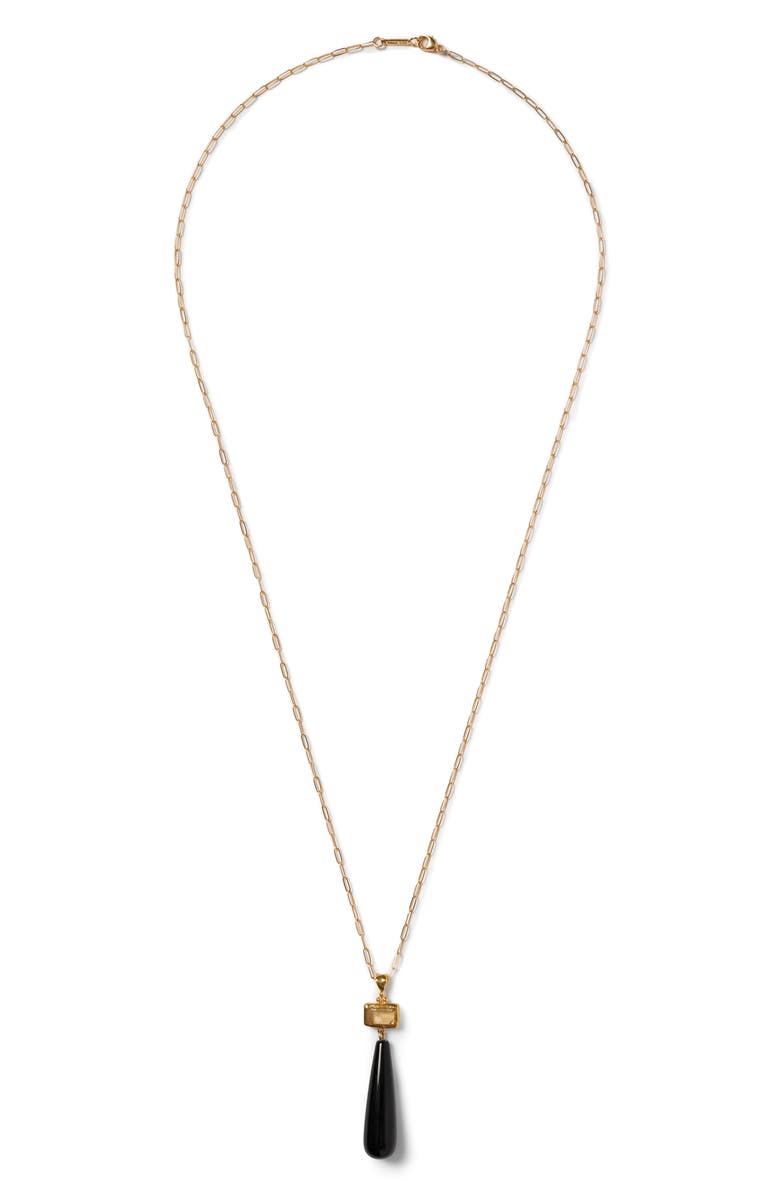 Chan Luu Messina Semiprecious Stone Pendant Necklace, Main, color, Black Agate