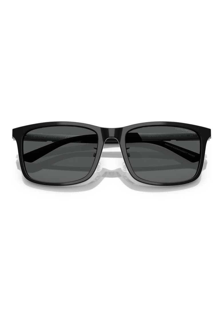 57mm Square Sunglasses, Alternate, color, SHINY BLACK / DARK GREY