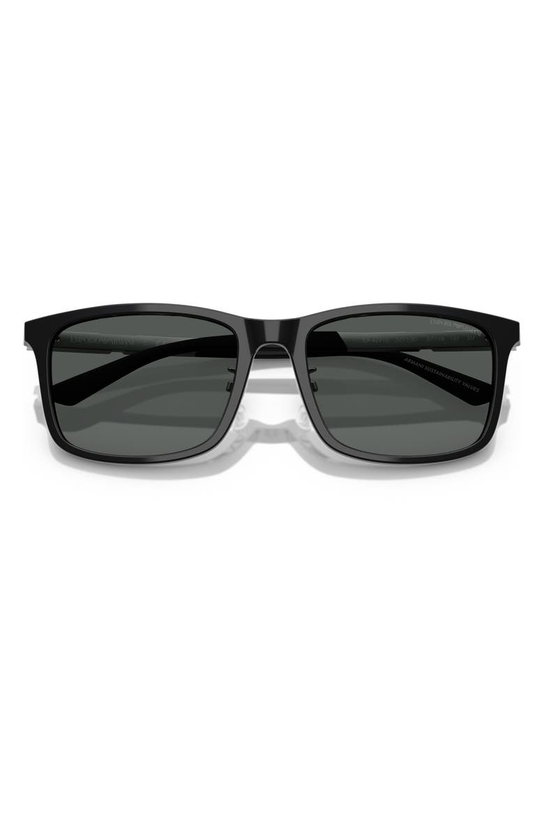 Emporio Armani 57mm Square Sunglasses, Alternate, color, Shiny Black / Dark Grey