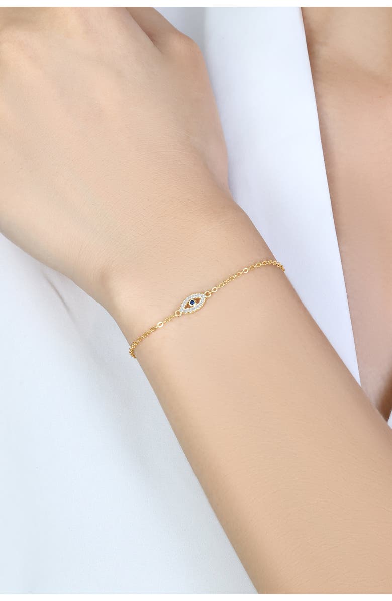 Mint & Lily Dainty Evil Eye Charm Bracelet, Alternate, color, Silver