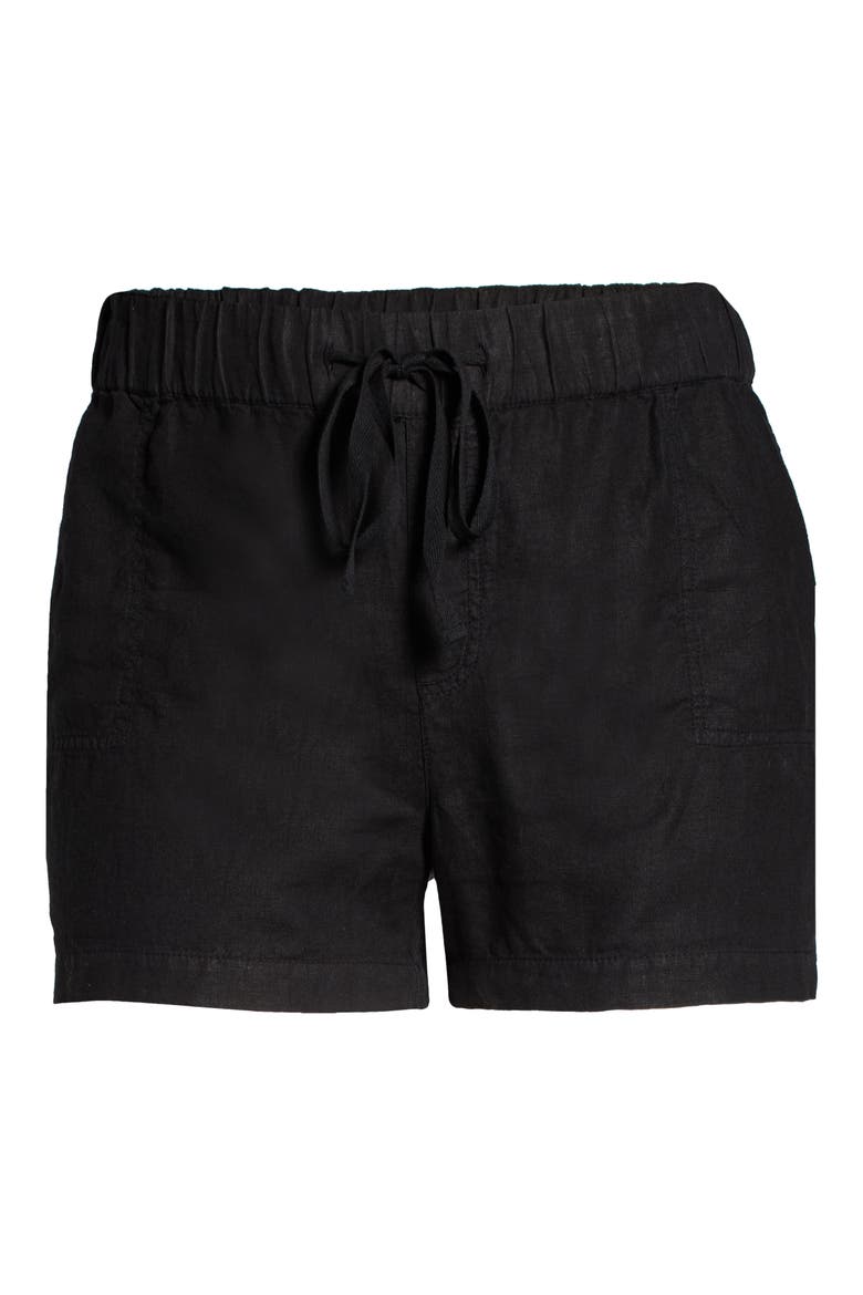 Linen Shorts, Alternate, color, BLACK