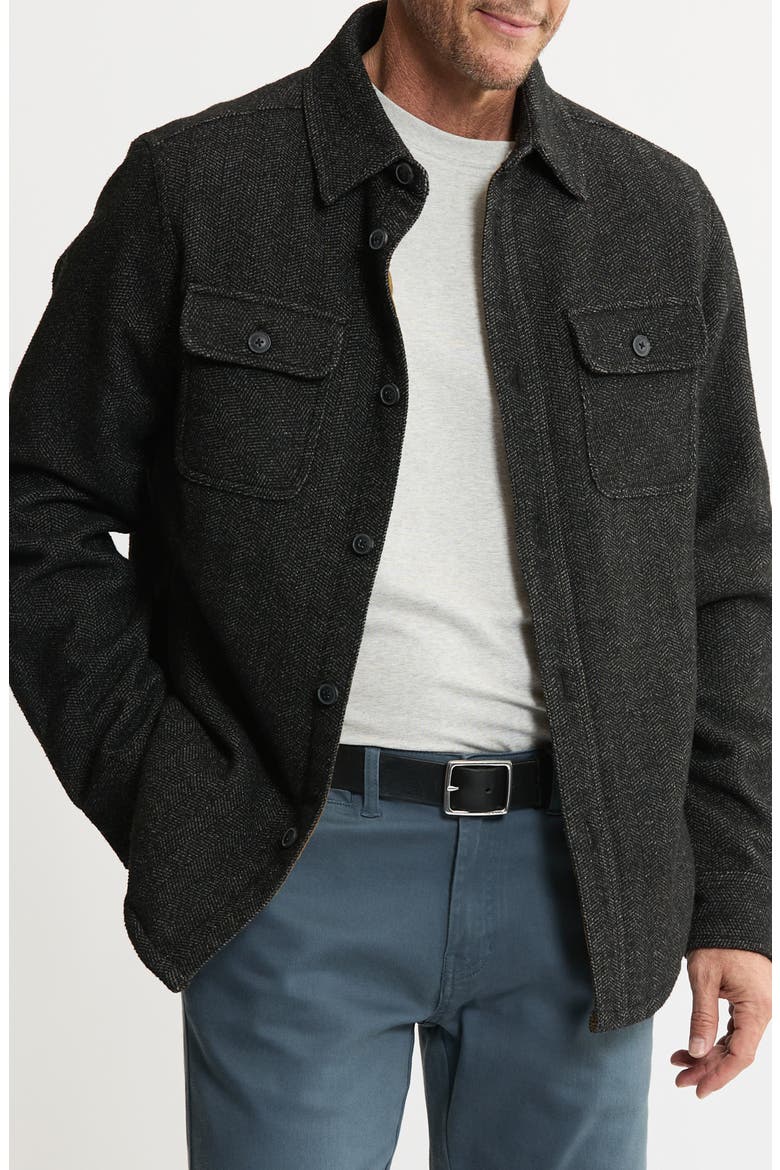 Chevron Knit Faux Shearling Lined Jacket, Main, color, BLACK
