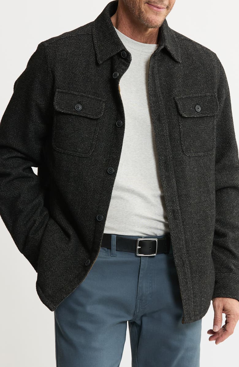 JACHS Chevron Knit Faux Shearling Lined Jacket, Main, color, Black