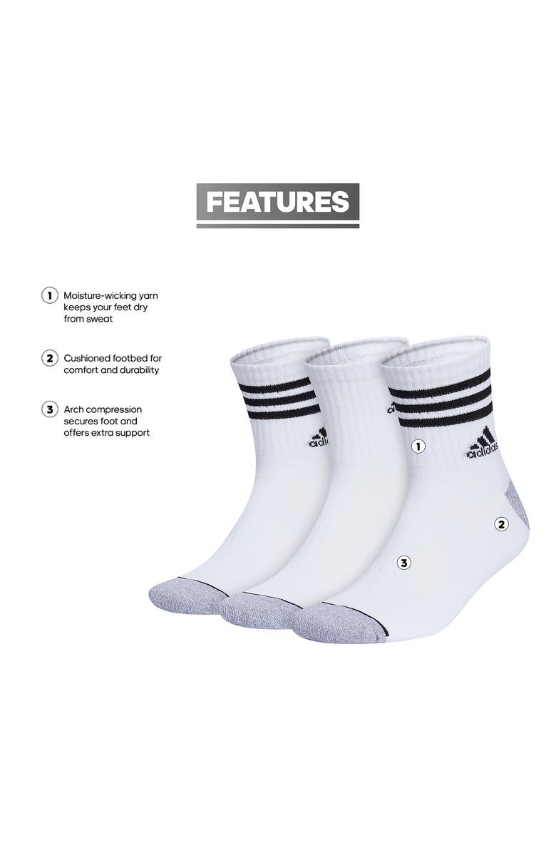 adidas Climacool 3-Pack High Quarter Length Socks, Alternate, color, 