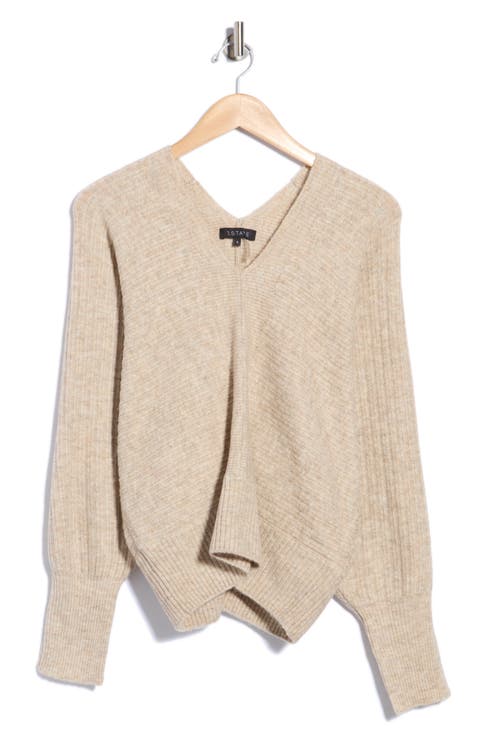 Ribbed Double V-Neck Sweater