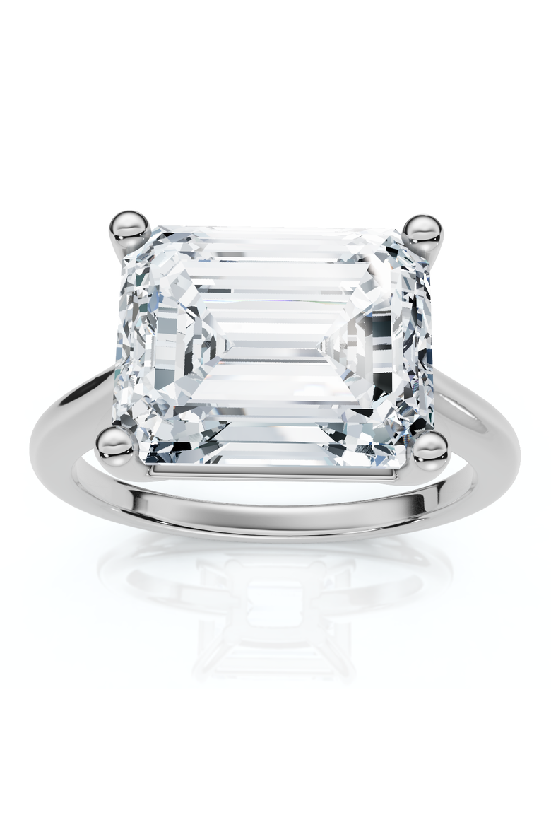 Certified 5Ct Emerald Cut Lab Grown Diamond Solitaire East West Engagement Ring, Main, color, 14k White Gold