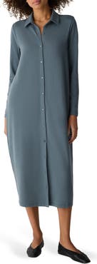 Eileen Fisher Long Sleeve Oval Jersey Shirtdress