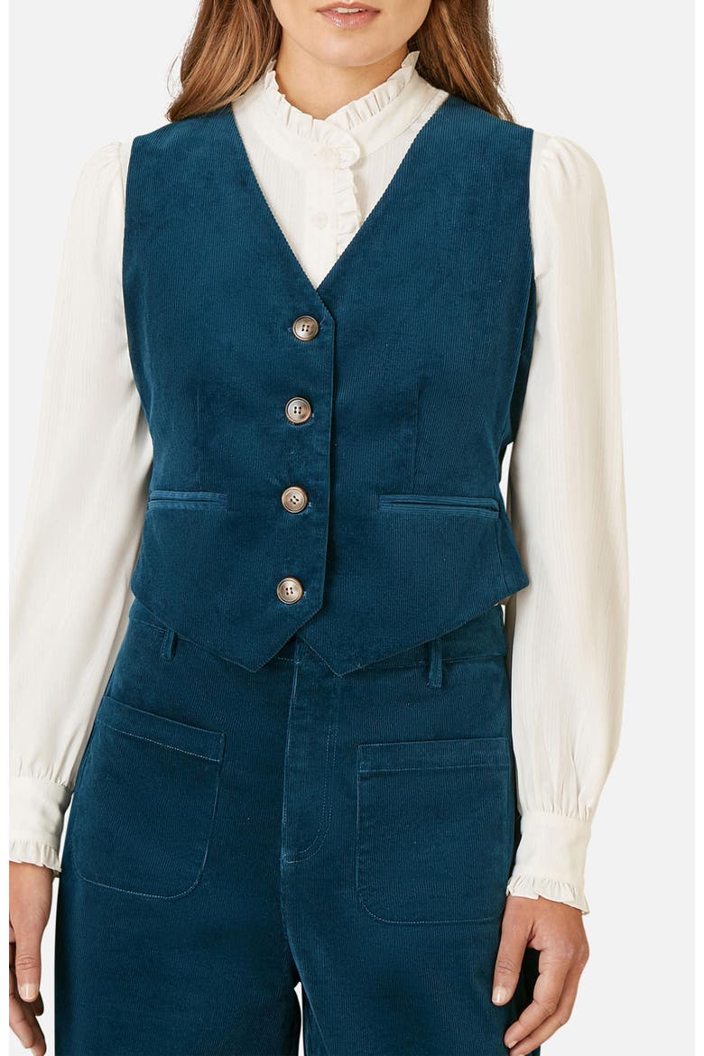 Tailored Ribbed Waistcoat, Alternate, color, Teal