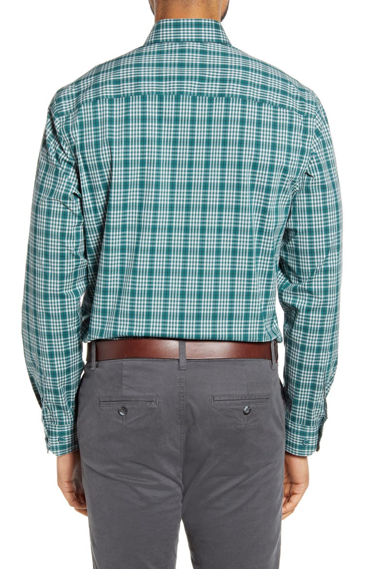 Soar Classic Fit Plaid Performance Button-Down Shirt, Alternate, color, SEAWEED
