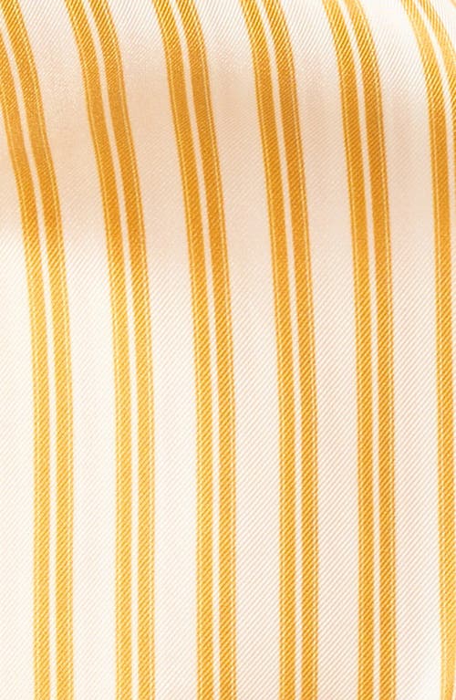 Vince Silk Twill Stripe Slim Scarf In Dark Marigold
