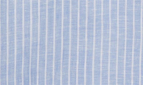 Ralph Lauren Purple Label Tattersall Stripe Linen Button-up Shirt In Blue