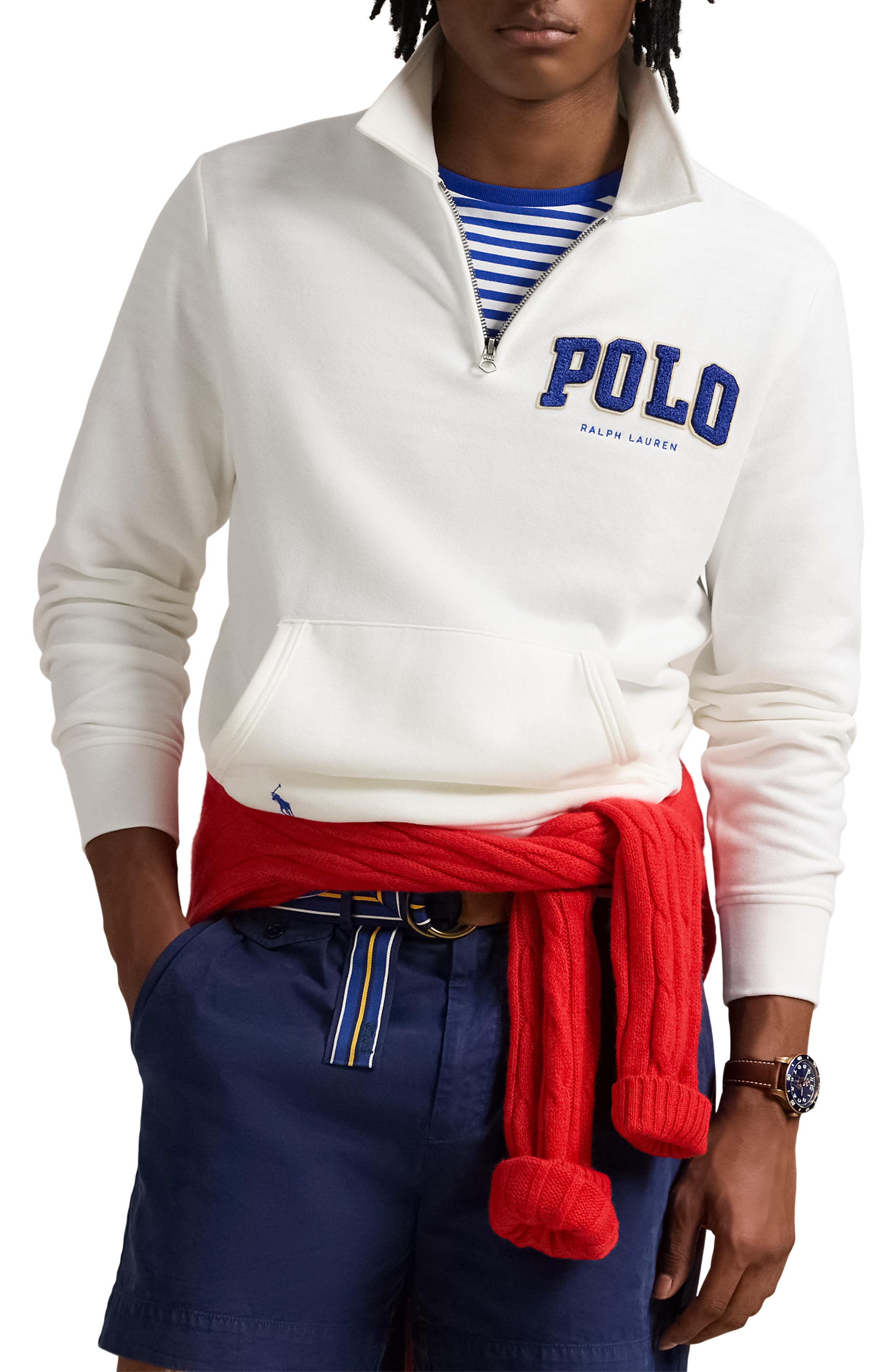 Polo Ralph Lauren Logo Appliqué Quarter Zip Fleece Pullover