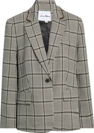 Sam Edelman Rhinestone Trim Oversized Plaid Blazer