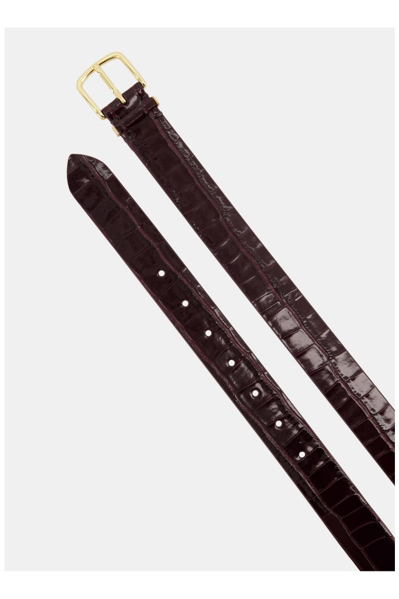 Croc Embossed Leather Belt, Alternate, color, BLACK ROSE