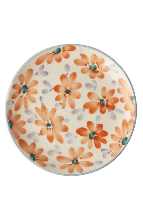 Set of 4 Hand-Painted Ceramic Cake Plates