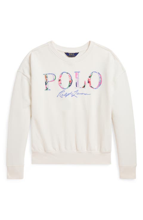 Kids' Floral Appliqué Cotton Graphic Sweatshirt (Big Kid)