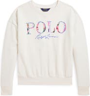 Polo Ralph Lauren Kids' Floral Appliqué Cotton Graphic Sweatshirt