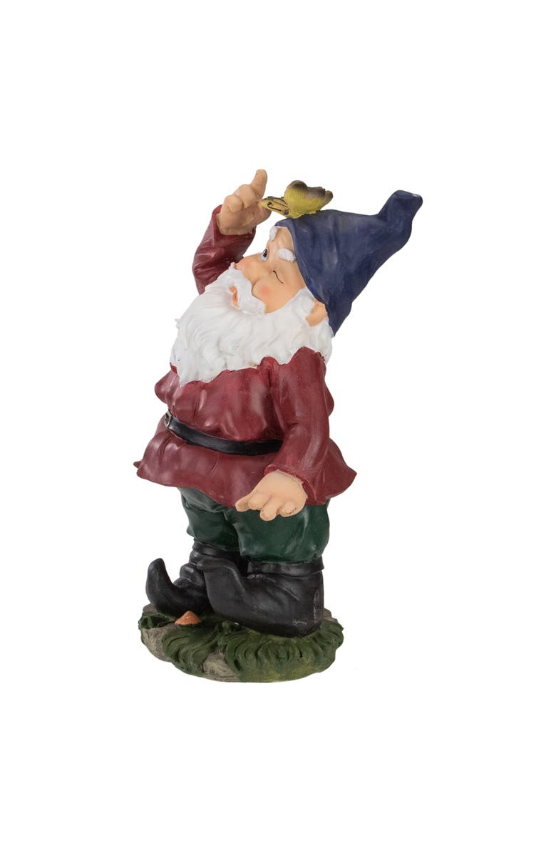 Northlight 11.25" Red and Green Gnome with Butterfly Outdoor Garden Statue, Alternate, color, Red