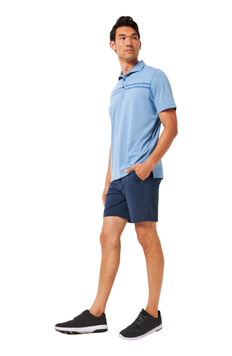 TravisMathew Red Sunbeam Chest Stripe Polo, Alternate, color, Pacific Coast