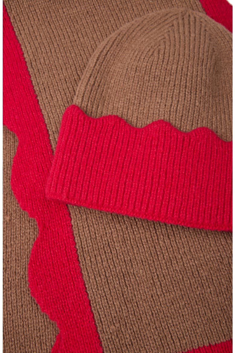 Scallop Trim Beanie, Alternate, color, BROWN