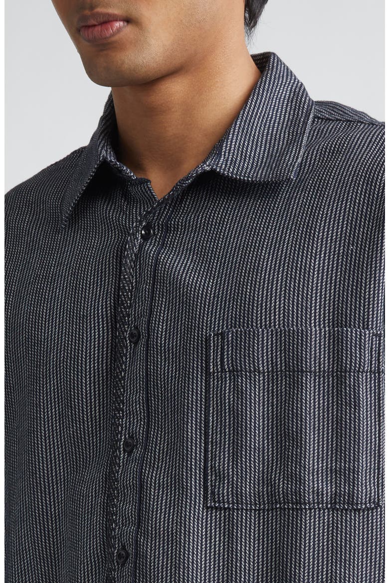 Summer Weave Stripe Cotton Button-Up Shirt, Alternate, color, TWILIGHT CHEVRON