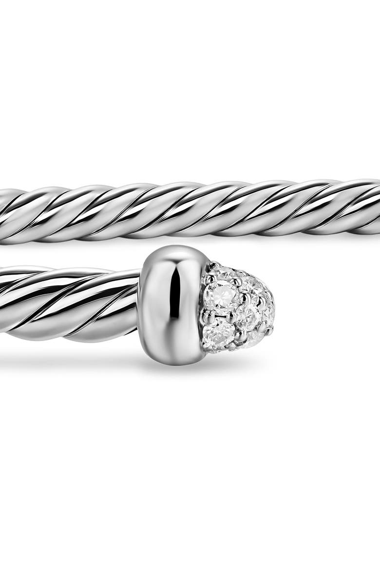 David Yurman Micro Cable Flex Bracelet in Sterling Silver with Diamonds, 2.6mm, Alternate, color, Silver Pave