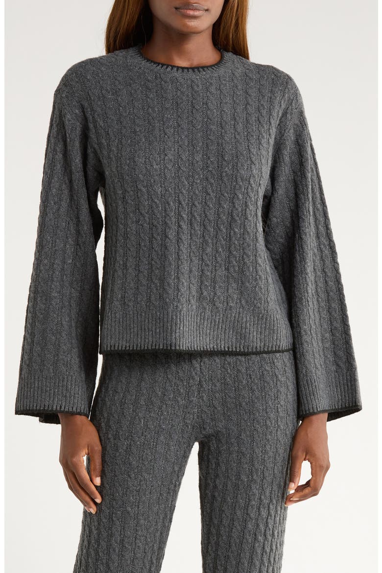 Rylynn Cable Flare Sleeve Sweater, Main, color, CHARCOAL HEATHER