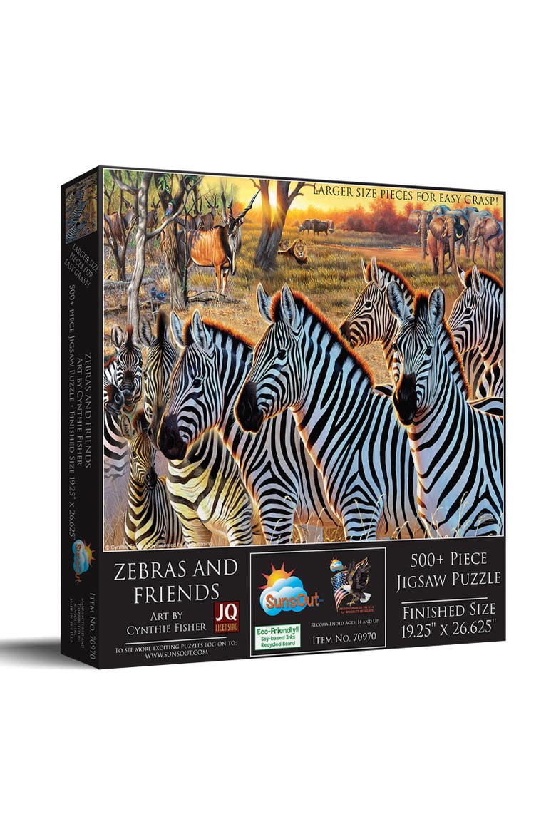 Zebras and Friends 500 piece Jigsaw Puzzle for Adults Large Pieces, Main, color, Multicolor