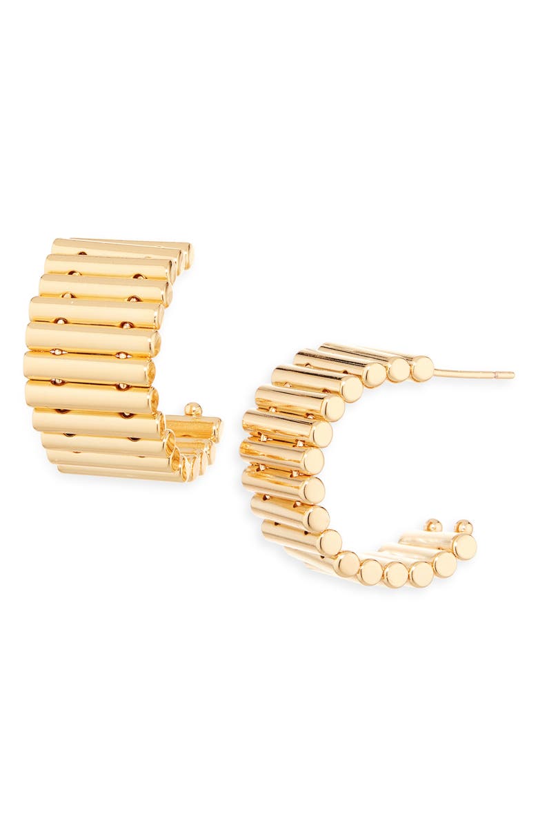 Sterling Forever Harla Ribbed Hoop Earrings, Main, color, Gold