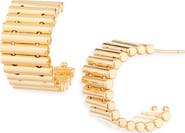 Sterling Forever Harla Ribbed Hoop Earrings