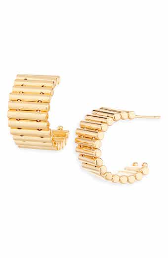 Sterling Forever Harla Ribbed Hoop Earrings