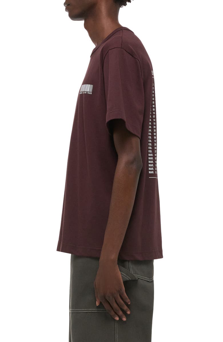 Helmut Lang Ski Schedule Cotton Graphic T-Shirt, Alternate, color, Mahogany