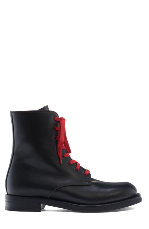 Valentino Calfskin Ankle Boots With Double Laces In Black