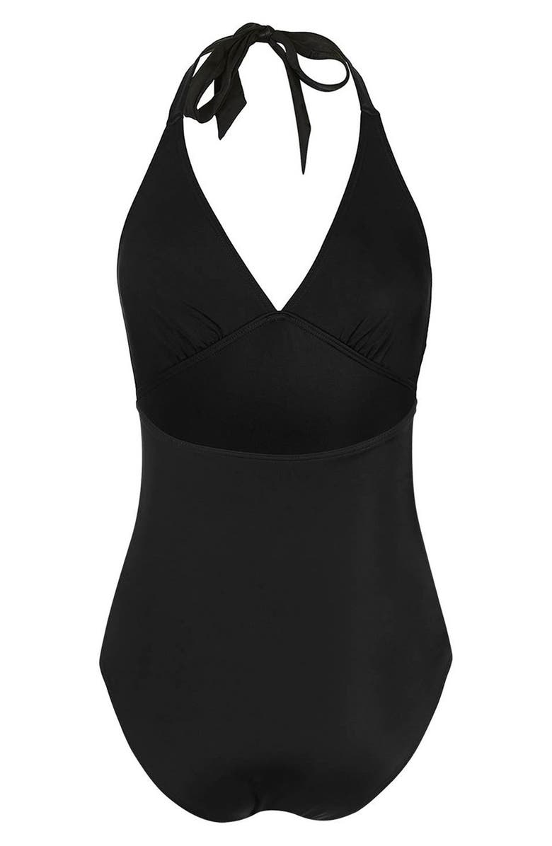Topshop Solid Halter One-Piece Maternity Swimsuit, Alternate, color, 