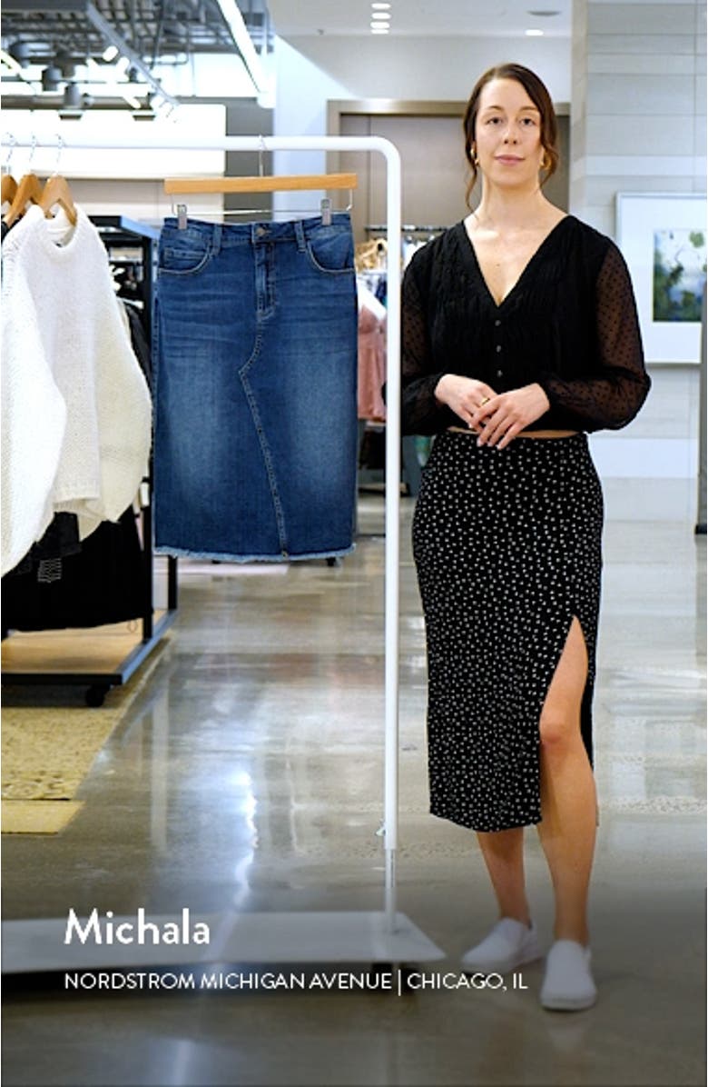 Reveal Denim Midi Skirt, sales video thumbnail