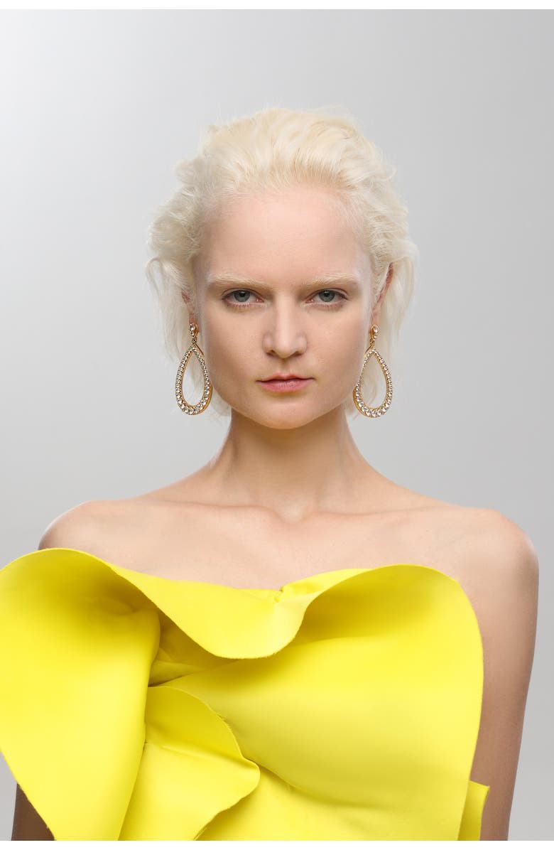 Classicharms Artisanal Pavé Hollow Teardrop Earrings, Alternate, color,