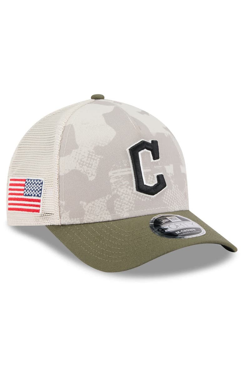 New Era Men's New Era Light Beige/Olive Cleveland Guardians 2025 Armed Forces Day 9FORTY M-Crown A-Frame Adjustable Hat, Main, color, Light Beige